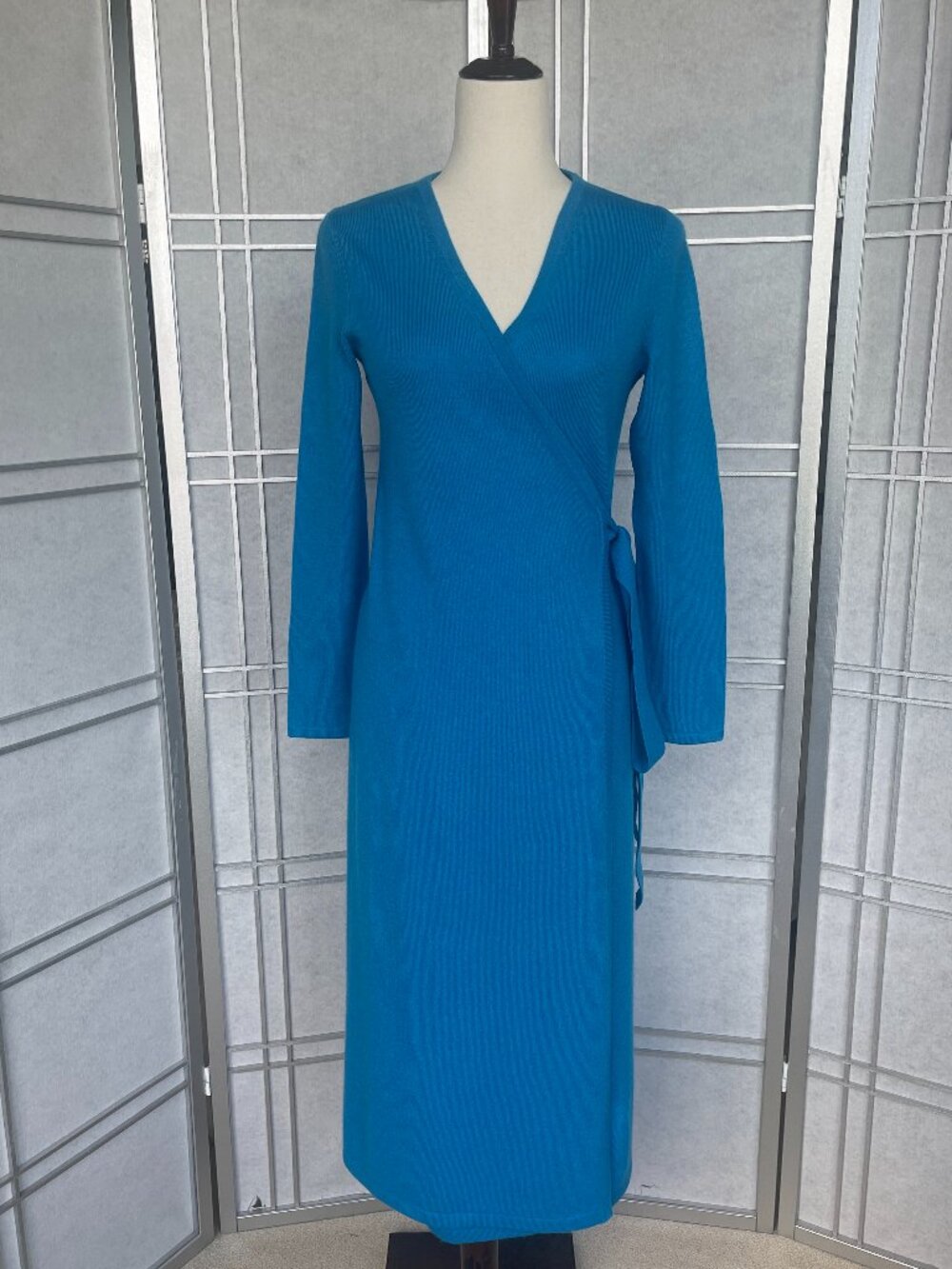 DVF Astrid Wool & Cashmere Blend Midi Wrap Dress sz S